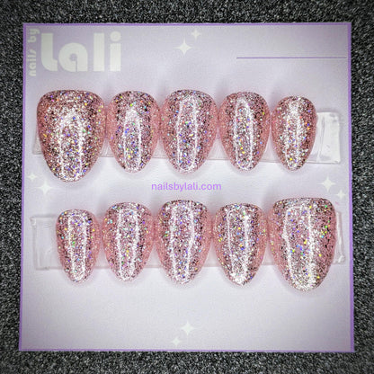 Medium Almond Extra Short Glitter Set