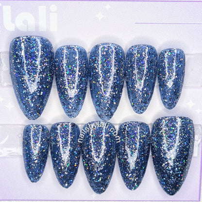 Large Almond Long Glitter Set