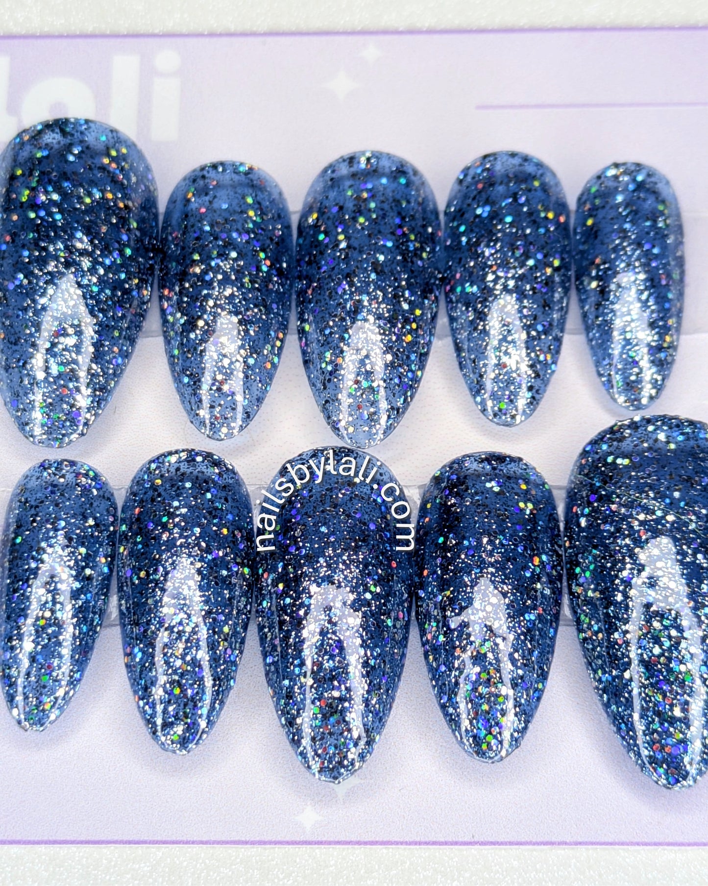 Large Almond Long Glitter Set