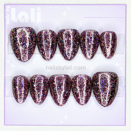 Large Almond Extra Short Holographic Glitter Set