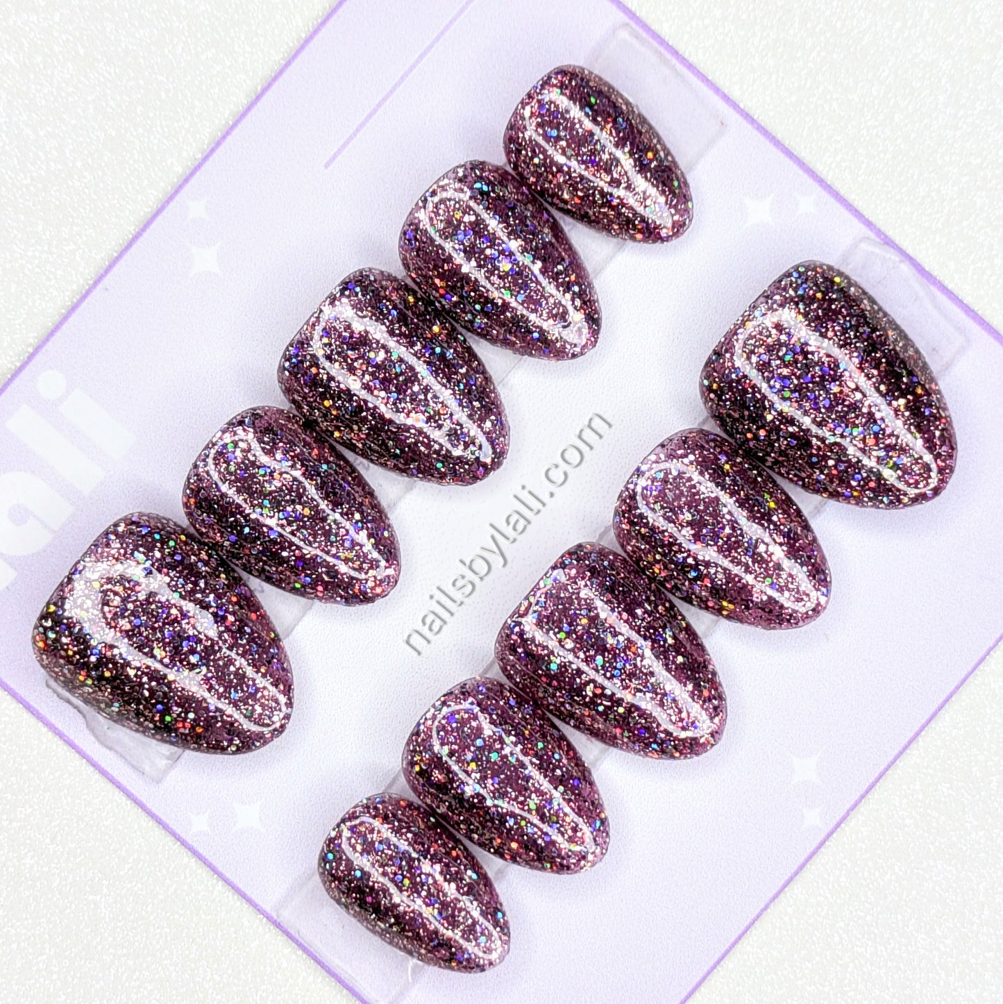 Large Almond Extra Short Holographic Glitter Set