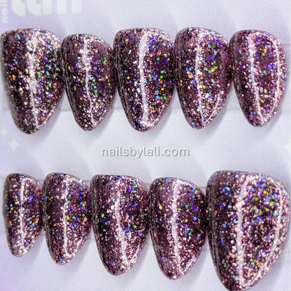 Large Almond Extra Short Holographic Glitter Set