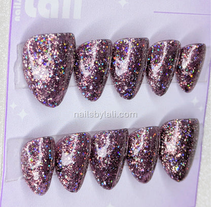 Large Almond Extra Short Holographic Glitter Set