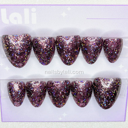 Large Almond Extra Short Holographic Glitter Set