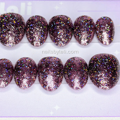 Large Almond Extra Short Holographic Glitter Set