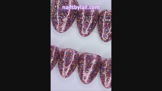 Large Almond Extra Short Holographic Glitter Set