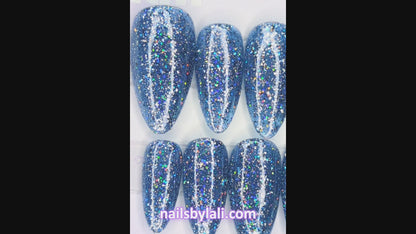 Large Almond Long Glitter Set